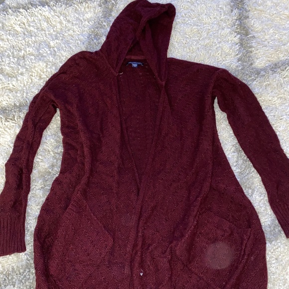 American Eagle Outfitters Sweaters - Maroon cardigan with hood. American eagle. Size: small